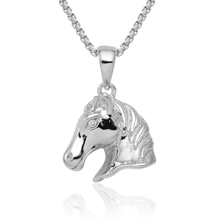 925 Sterling Silver Horse Head Necklace Animal Lover Pendant Equestrian Charm