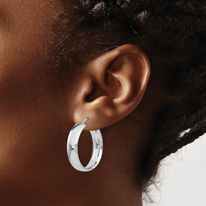 925 Sterling Silver Medium Hoop Earrings