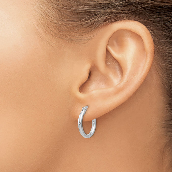 925 Sterling Silver Round Small Hoop Earrings