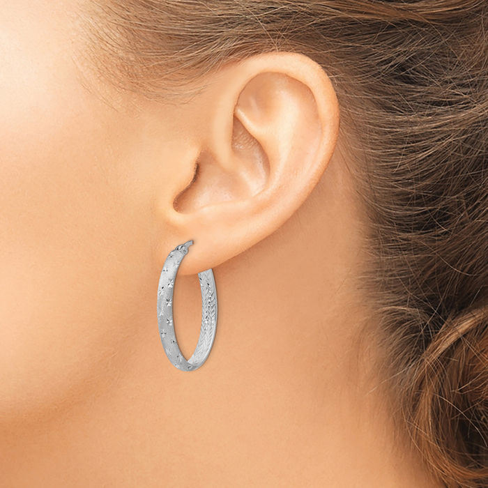 925 Sterling Silver Oval Medium Hoop Earrings