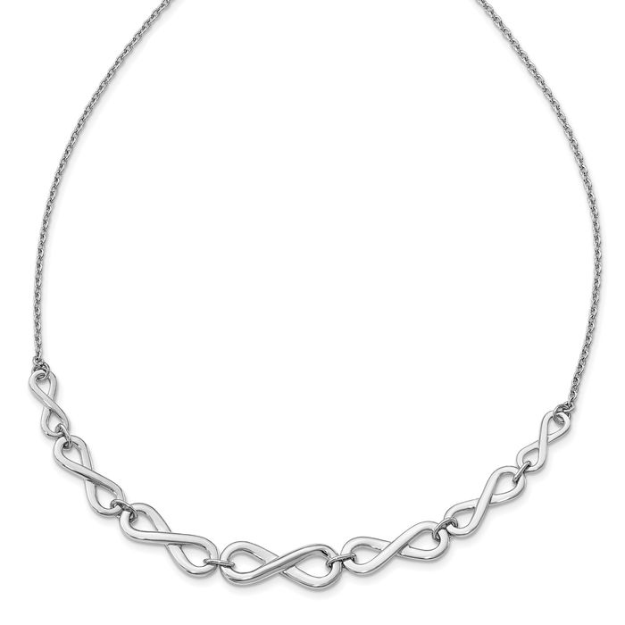 925 Sterling Silver Infinity Twisted Love Knot Symbol Necklace Chain