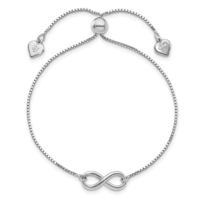 925 Sterling Silver Infinity Twisted Love Knot Symbol Adjustable Wrap Bracelet