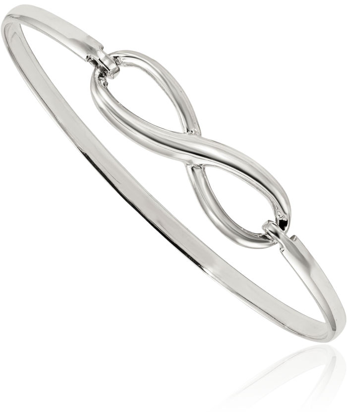 925 Sterling Silver Infinity Twisted Love Knot Symbol Bangle Charm Bracelet