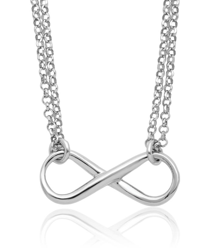 925 Sterling Silver Infinity Twisted Love Knot Symbol Chain Necklace