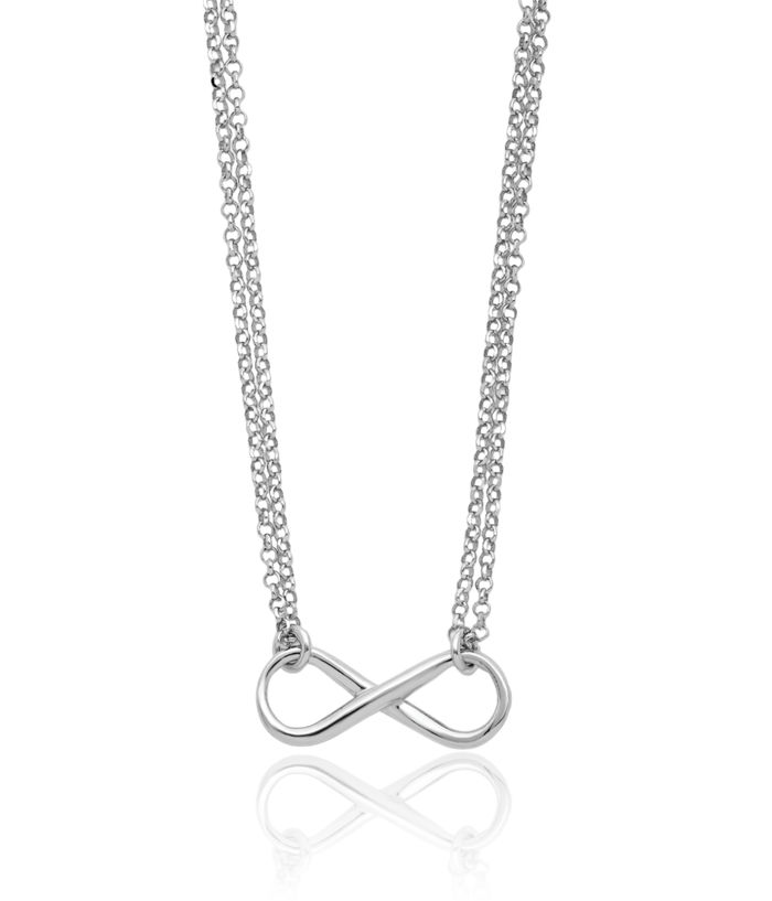 925 Sterling Silver Infinity Twisted Love Knot Symbol Chain Necklace