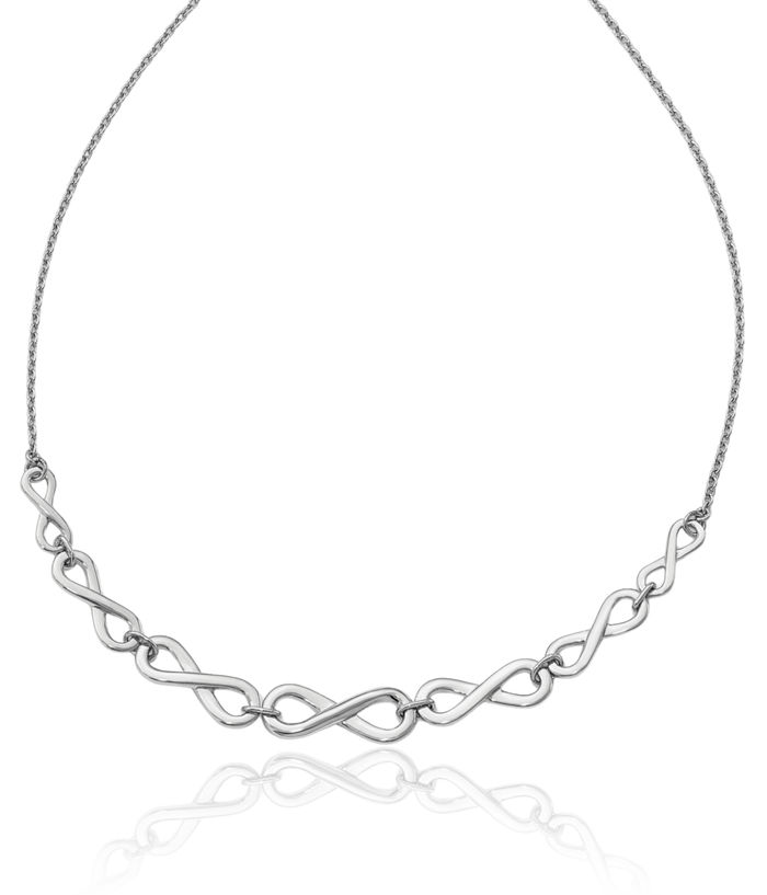 925 Sterling Silver Infinity Twisted Love Knot Symbol Necklace Chain