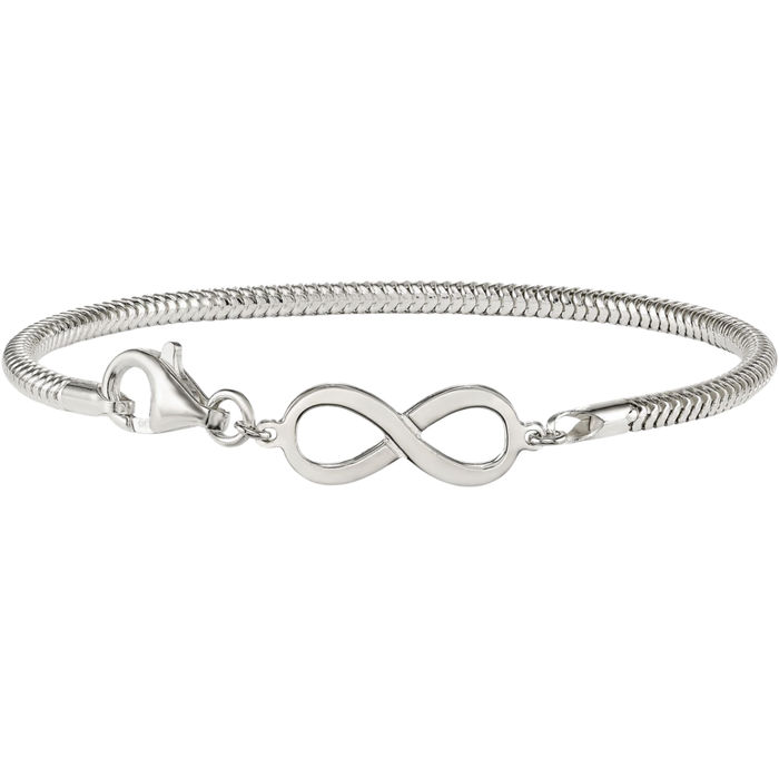 925 Sterling Silver Infinity Twisted Love Knot Symbol Chain Charm Bracelet