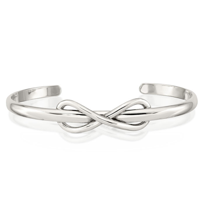 925 Sterling Silver 4mm Thick Infinity Love Knot Cuff Bracelet