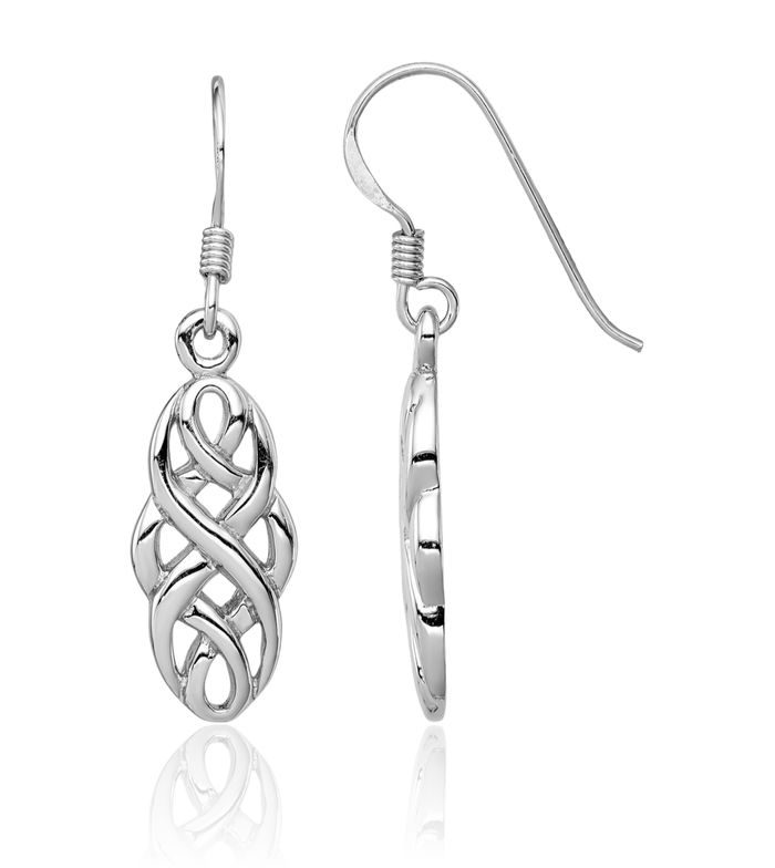 925 Sterling Silver Infinity Twisted Love Knot Symbol Heart Irish Claddagh Celtic Drop Dangle Earrings Jewelry