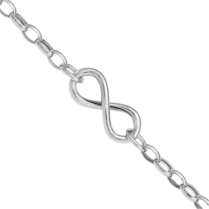 925 Sterling Silver Infinity Twisted Love Knot Symbol Single Link Chain Charm Bracelet