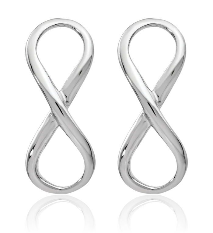 925 Sterling Silver Infinity Twisted Love Knot Symbol Stud Earrings