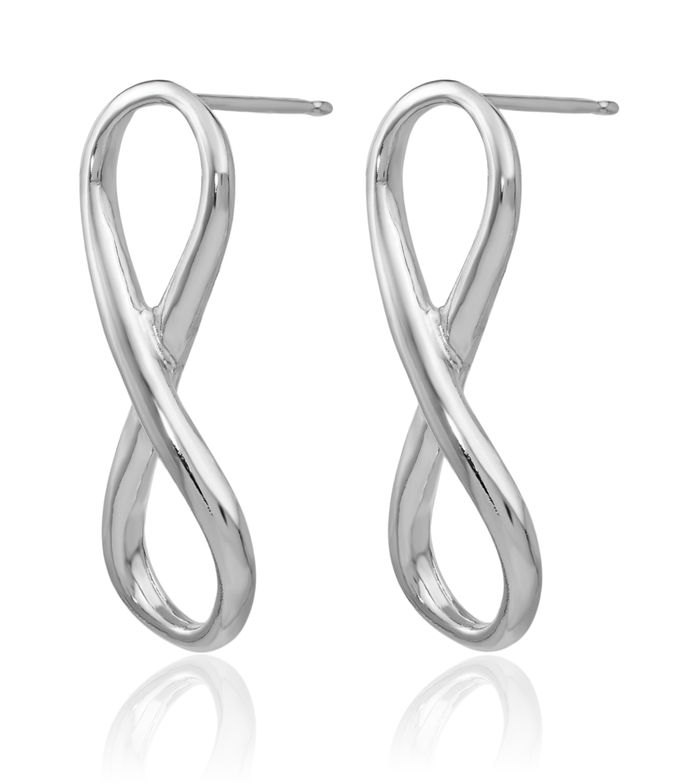 925 Sterling Silver Infinity Twisted Love Knot Symbol Stud Earrings