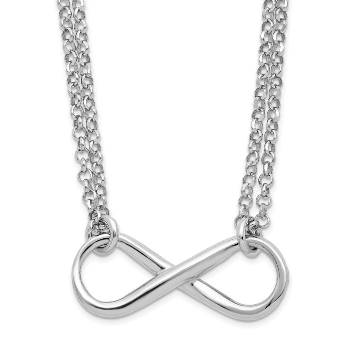 925 Sterling Silver Infinity Twisted Love Knot Symbol Chain Necklace