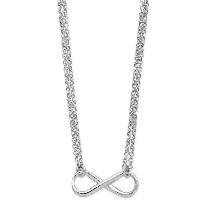 925 Sterling Silver Infinity Twisted Love Knot Symbol Chain Necklace