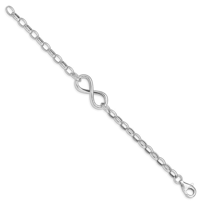 925 Sterling Silver Infinity Twisted Love Knot Symbol Single Link Chain Charm Bracelet