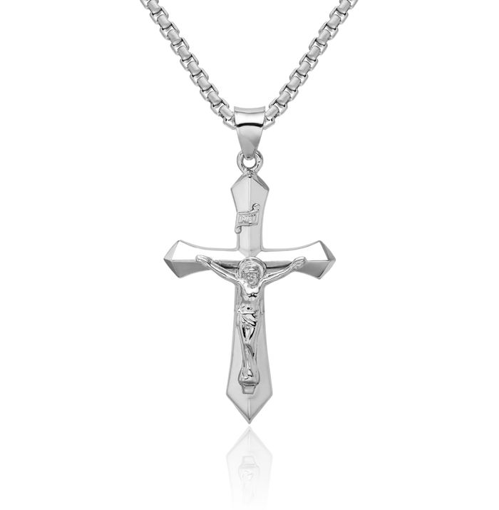 925 Sterling Silver Inri Lord Jesus Christ Crucifix Holy Cross Necklace Religious Chain Pendant Charm