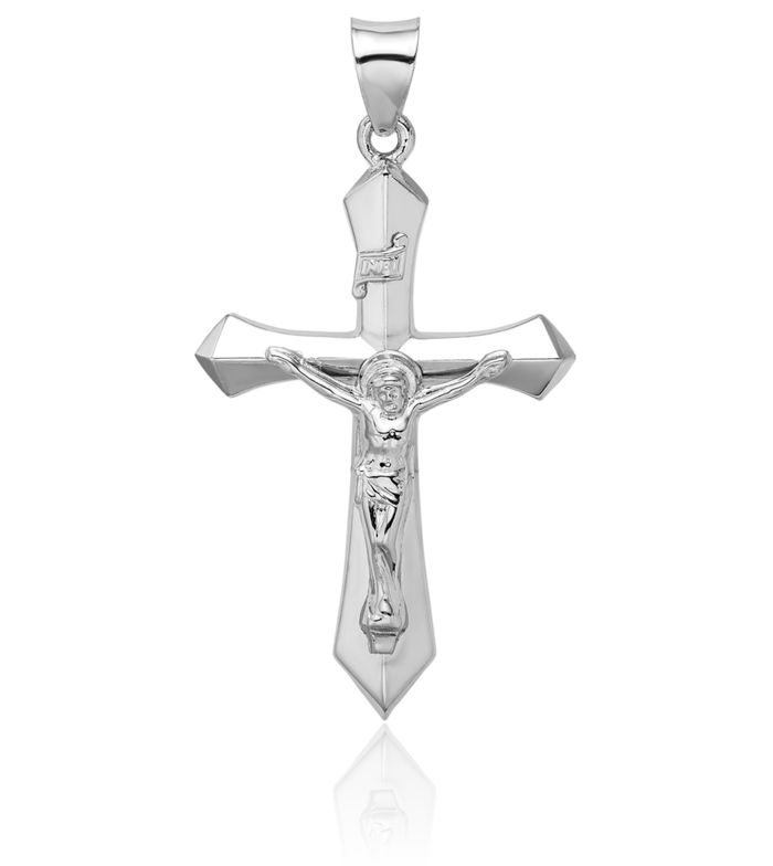 925 Sterling Silver Inri Lord Jesus Christ Crucifix Holy Cross Necklace Religious Chain Pendant Charm