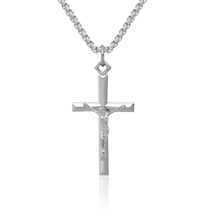 925 Sterling Silver Lord Jesus Christ Crucifix Holy Cross Necklace Religious Chain Pendant Charm