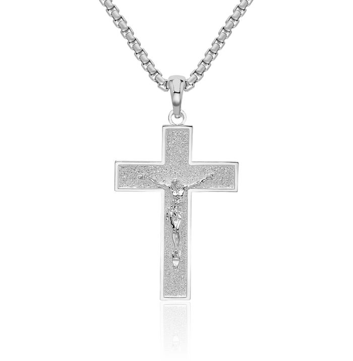 925 Sterling Silver Latin Mexican Lord Jesus Christ Crucifix Holy Cross Necklace Religious Chain Pendant Christian Charm