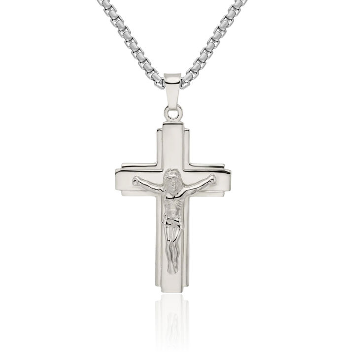 925 Sterling Silver Side Lord Jesus Christ Crucifix Holy Cross Necklace Religious Chain Pendant Charm