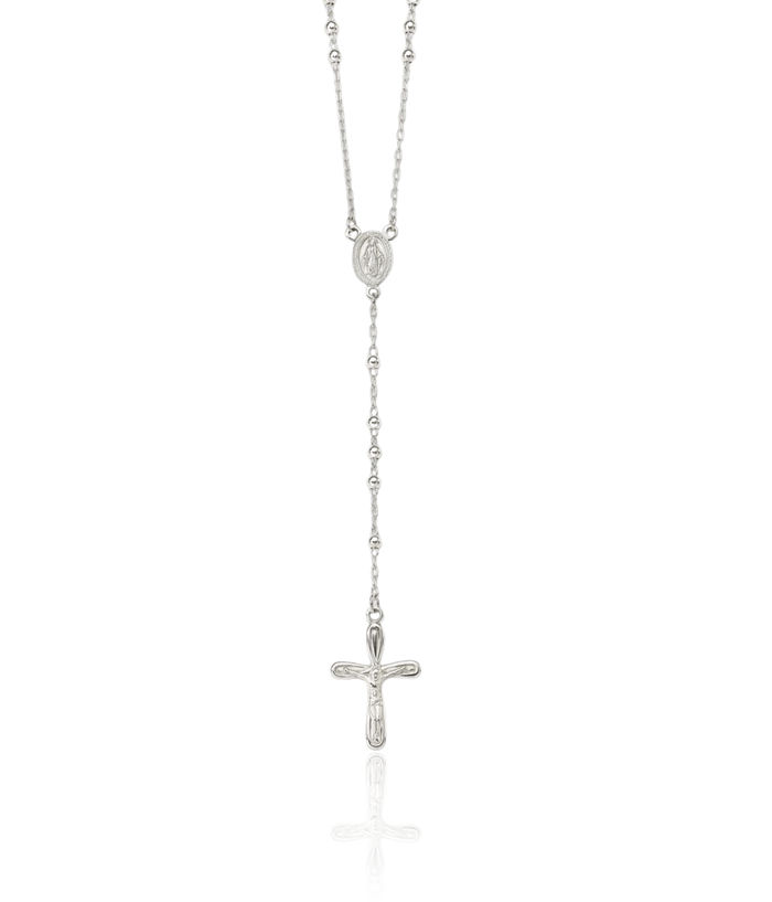 925 Sterling Silver Lord Jesus Christ Crucifix Holy Cross Rosary Bead Necklace Chain