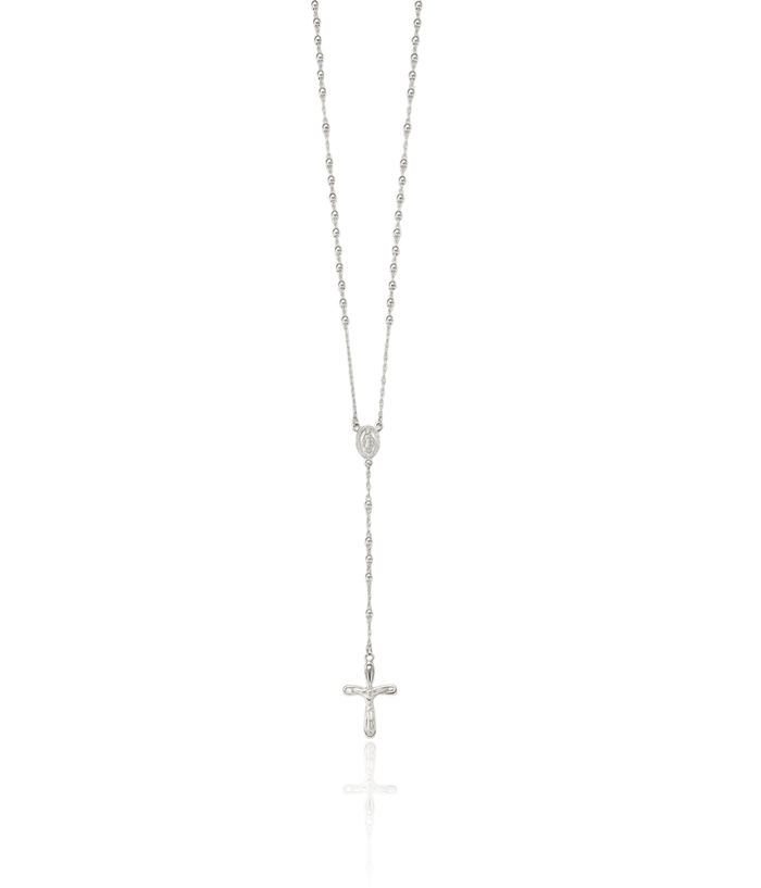 925 Sterling Silver Lord Jesus Christ Crucifix Holy Cross Rosary Bead Necklace Chain