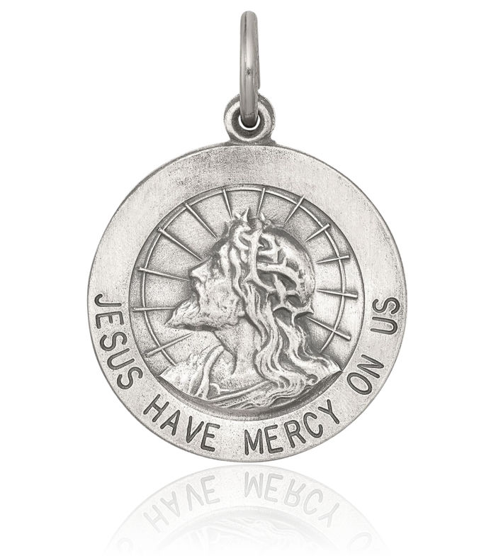 925 Sterling Silver Vintage Jesus Christ Have Mercy Medal Necklace Religious Chain Pendant Christian Faith Charm