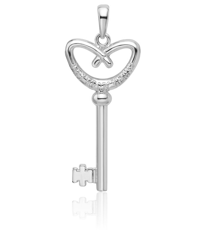 925 Sterling Silver Key My Heart Pretzel Necklace Chain Pendant Charm