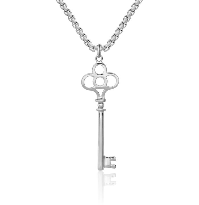 925 Sterling Silver Key Necklace Chain Pendant Charm