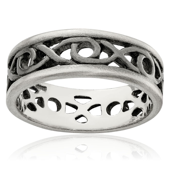 925 Sterling Silver Kisses Wedding Band Ring