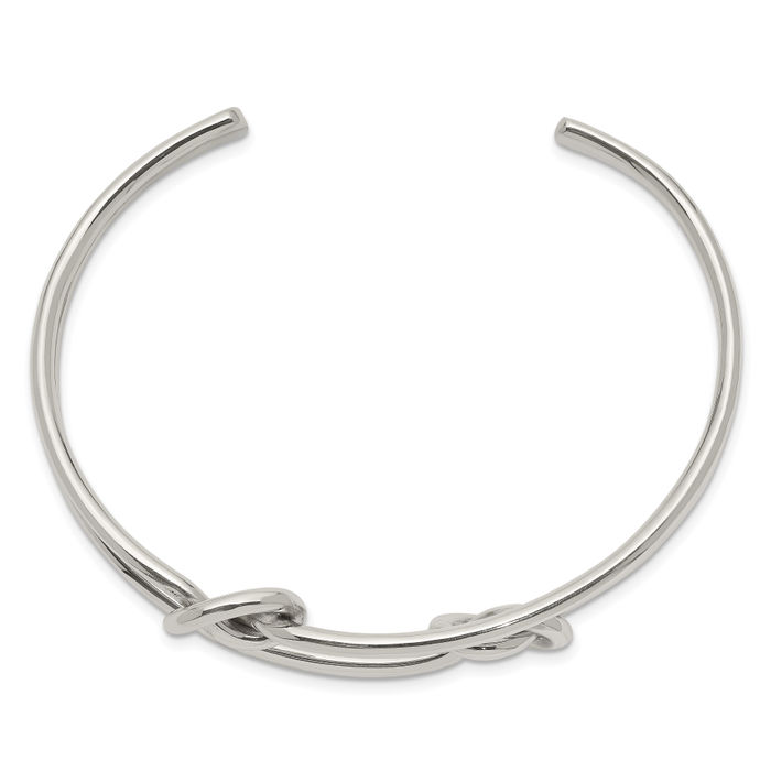 925 Sterling Silver Love Knot Bangle Charm Bracelet