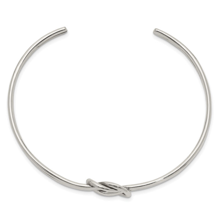 925 Sterling Silver Love Knot Bangle Charm Bracelet