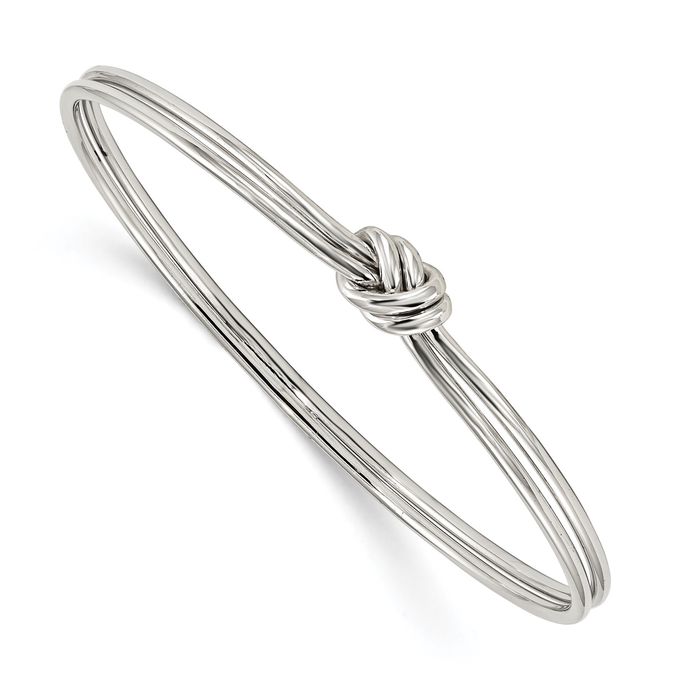 925 Sterling Silver Love Knot Slip On Bangle Charm Bracelet