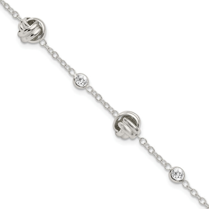 925 Sterling Silver Cubic Zirconia CZ Chain Bracelet