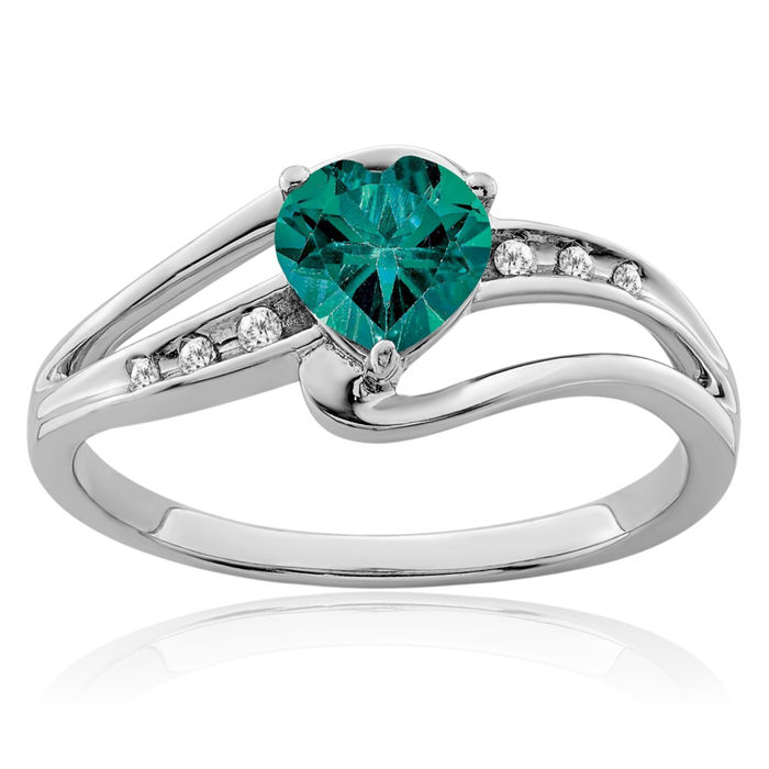 925 Sterling Silver Lab Alexandrite Diamond Heart Ring Love Band June Birthstone Jewelry