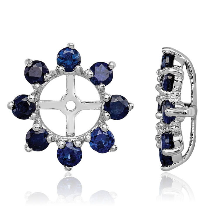 925 Sterling Silver Lab Blue Sapphire Earring Jackets for Studs September Birthstone Jewelry