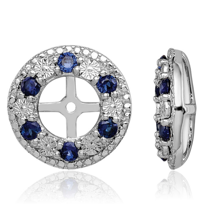 925 Sterling Silver Lab Blue Sapphire Earring Jackets for Studs September Birthstone Jewelry
