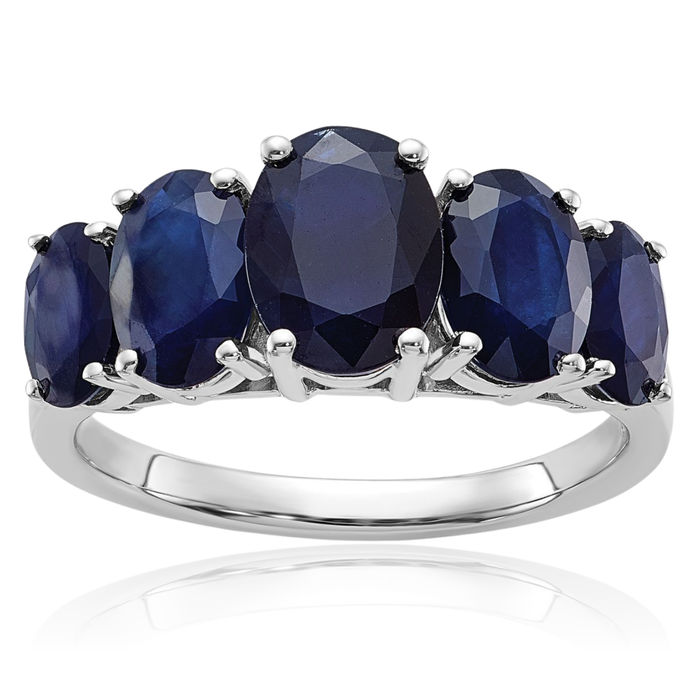 925 Sterling Silver Lab Blue Sapphire Ring September Birthstone Jewelry