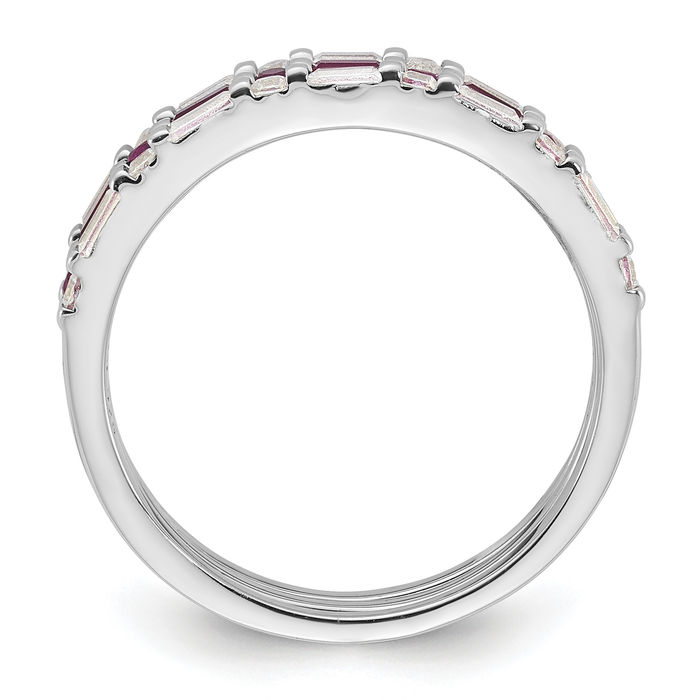 Sterling Silver Lab Created Ruby and CZ 3 Ring Set Sterling Silver Lab Created Ruby and CZ 3 Ring Set