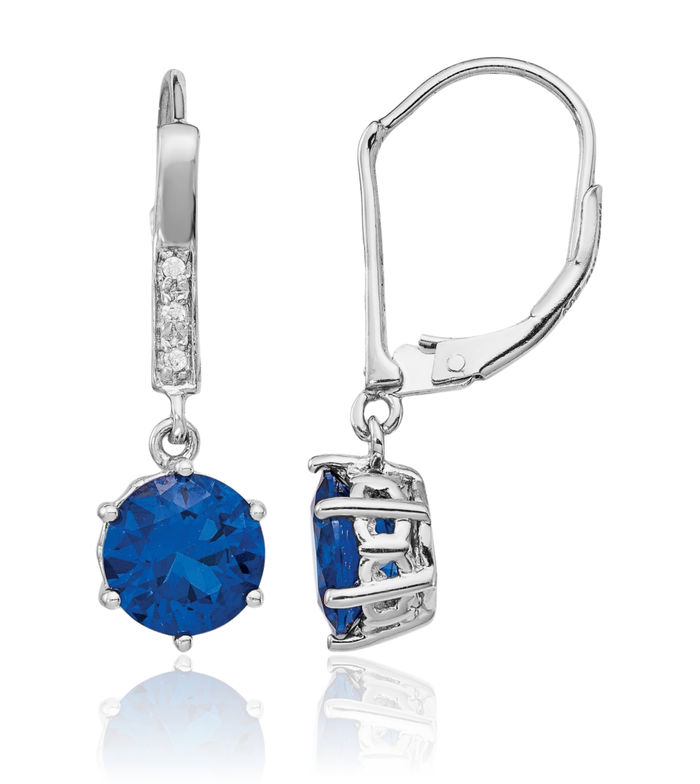 925 Sterling Silver Lab Dark Blue Spinel White Cubic Zirconia CZ Drop Dangle Earrings Gemstone