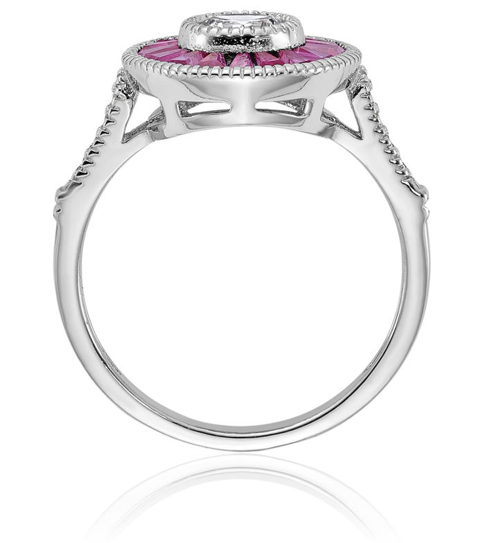925 Sterling Silver Lab Red Ruby Cubic Zirconia CZ Ring July Birthstone Jewelry