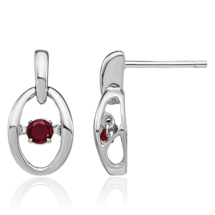 925 Sterling Silver Lab Red Ruby Drop Dangle Earrings July Birthstone Jewelry