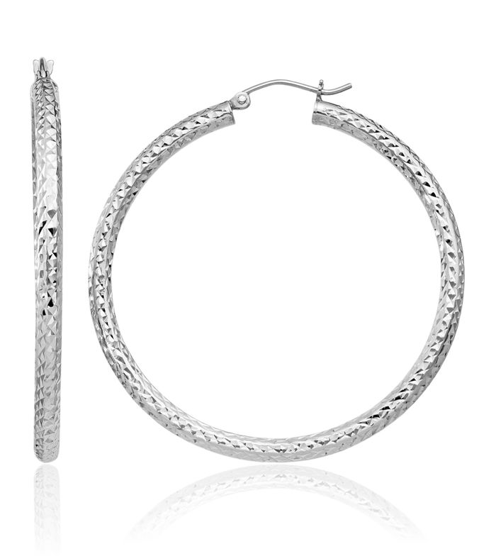 925 Sterling Silver Large Hoop Earrings