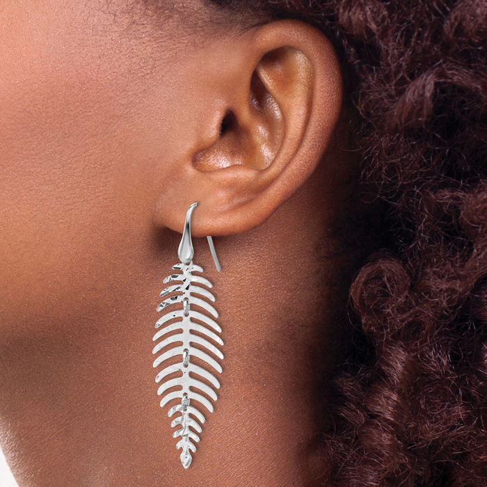 925 Sterling Silver Dangling Leaf Drop Dangle Earrings