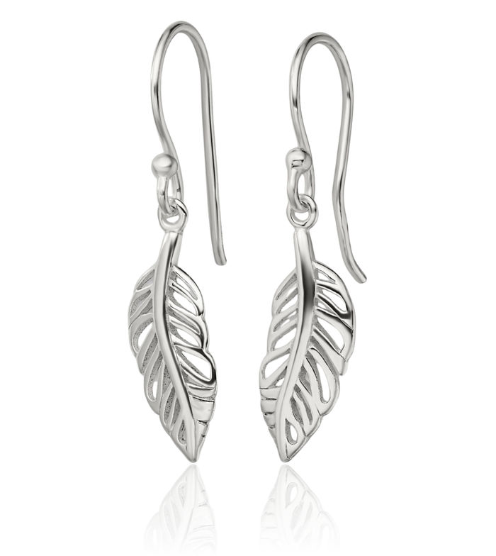 925 Sterling Silver Leaf Drop Dangle Earrings