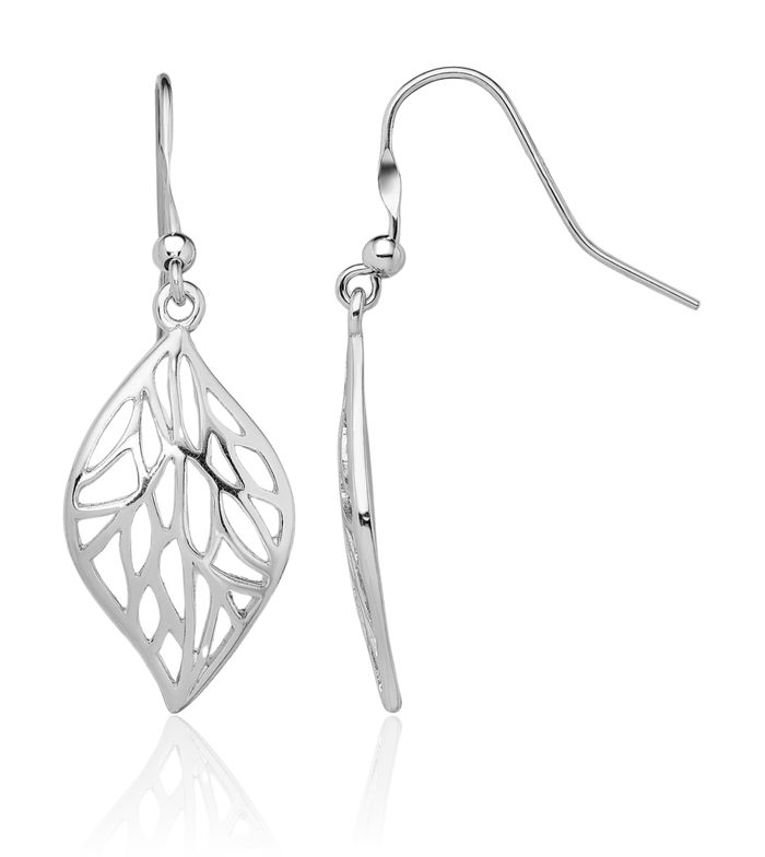 925 Sterling Silver Leaf Drop Dangle Earrings