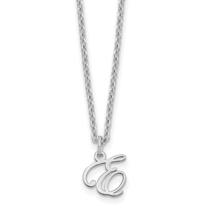 925 Sterling Silver Dainty Letter E Initial Name Monogram Necklace