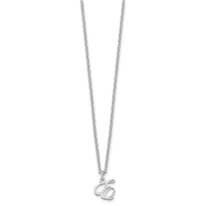 925 Sterling Silver Dainty Letter E Initial Name Monogram Necklace