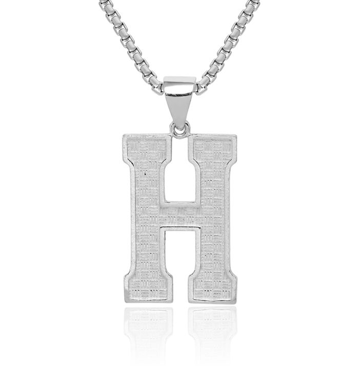 925 Sterling Silver Dainty Letter H Initial Name Monogram Necklace Chain Pendant Charm