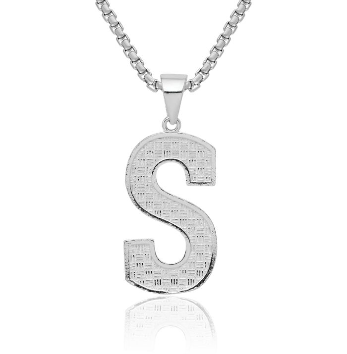 925 Sterling Silver Dainty Letter S Initial Name Monogram Necklace Chain Pendant Charm